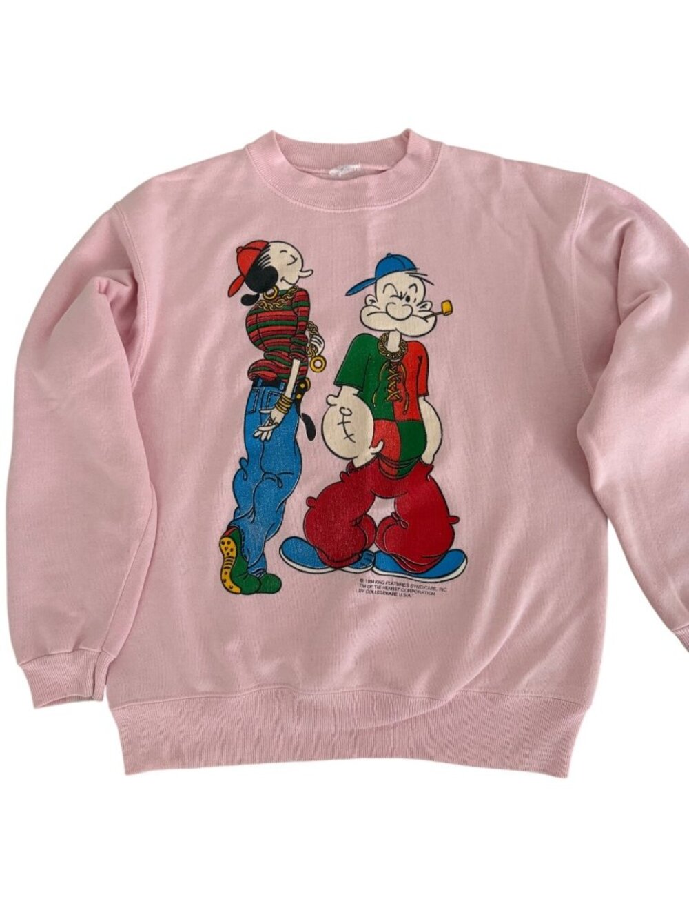 Medium Vintage 1994 Popeye & Olive Oyl Pink Graphic Sweatshirt Collegewear